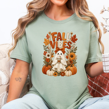 Load image into Gallery viewer, Wholesale Floral Ghost Autumn Patchwork Graphic Tee - Sage
