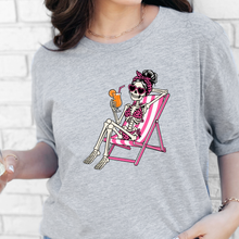 Load image into Gallery viewer, Wholesale Skeleton in Lawn Chair Graphic Tee - Grey
