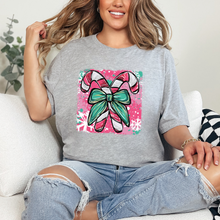 Load image into Gallery viewer, Wholesale Colorful Candy Cane Graphic Tee - Grey Tee
