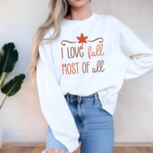 Load image into Gallery viewer, Wholesale I Love Fall Most of All Graphic Tee or Sweatshirt - White Sweatshirt
