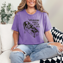 Load image into Gallery viewer, Wholesale Surviving Out of Spite Graphic Tee - Heather Team Purple Tee
