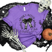 Load image into Gallery viewer, Wholesale Spooky Witch Social Club Graphic Tee - Heather Team Purple Tee
