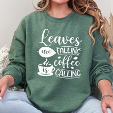 Load image into Gallery viewer, Wholesale Leaves Falling Coffee Calling Graphic Sweatshirt - Heather Dark Green
