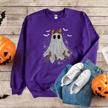 Load image into Gallery viewer, Wholesale Halloween Lace Ghost Cute Graphic Tee or Sweatshirt - Purple Sweatshirt
