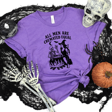 Load image into Gallery viewer, Wholesale All Men are Cremated Equal Graphic Tee - Heather Team Purple Tee
