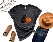 Load image into Gallery viewer, Wholesale Halloween Cat Graphic Tee - Charcoal
