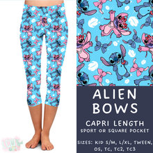Load image into Gallery viewer, Ready to Ship - Alien Bows Capri Length Leggings - OS Square Pocket
