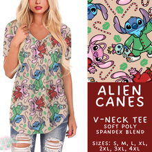 Load image into Gallery viewer, Batch #434 - Magical Christmas - Closes 10/22 - ETA early Dec - Alien Canes V-Neck Tee
