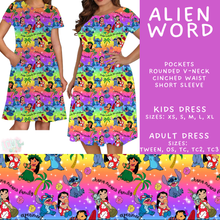 Load image into Gallery viewer, Batch #608 - Magic in Words - Closes 11/4 - ETA early Jan - Alien Word Adult &amp; Kids Dresses
