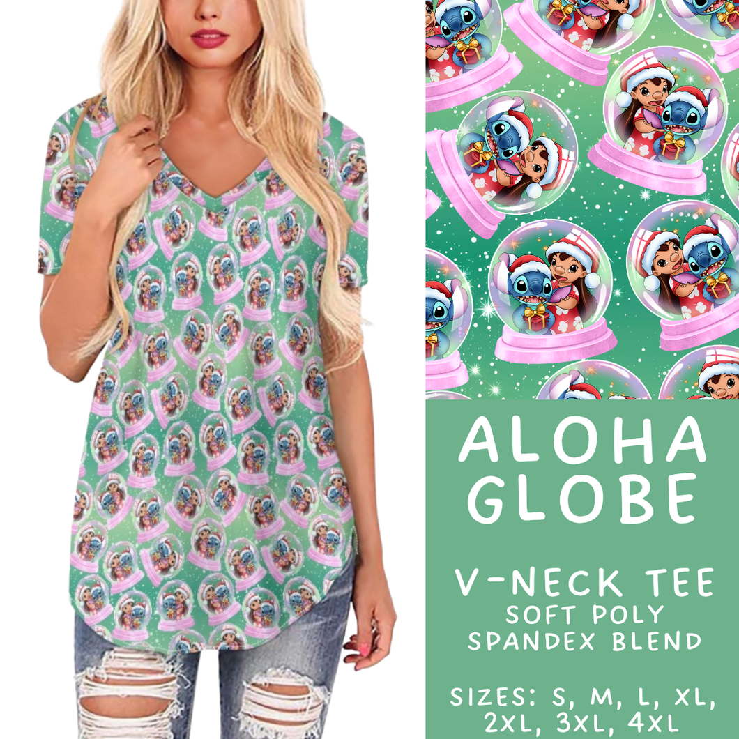 Batch #432 - Winter Globes - Closes 10/17 - ETA early December - Aloha Globe V-Neck Tee