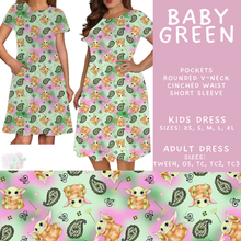 Load image into Gallery viewer, Batch #586 - Cool Characters 18 - Closes 9/16 - ETA mid Nov - Baby Green Adult &amp; Kids Dresses
