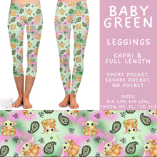 Load image into Gallery viewer, Batch #586 - Cool Characters 18 - Closes 9/16 - ETA mid Nov - Baby Green Full and Capri Length Leggings
