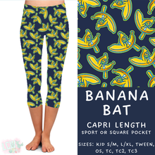Load image into Gallery viewer, Batch #370 - Fun Run 12 - Closes 7/8 - ETA early Sept - Banana Bat Capri Length Leggings
