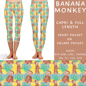 Batch #308 - Storybook Collection 2 - Closes 3/21 - ETA mid May - Banana Monkey Full and Capri Length Leggings