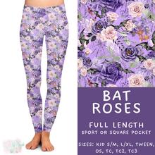 Load image into Gallery viewer, Ready To Ship - Bat Roses Full Length Leggings - Square Pocket OS - Sport Pocket OS, TC &amp; TC2
