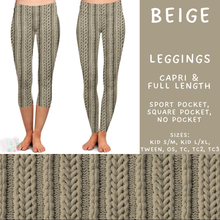 Load image into Gallery viewer, Batch #596 - Sweater Weather - Closes 10/9 - ETA early Dec - Beige Full and Capri Length Leggings
