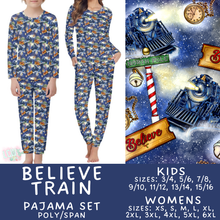 Load image into Gallery viewer, Batch #584 - Christmas Family Pajamas - Closes 9/11 - ETA mid Nov - Believe Train Womens &amp; Kids Pajama Set
