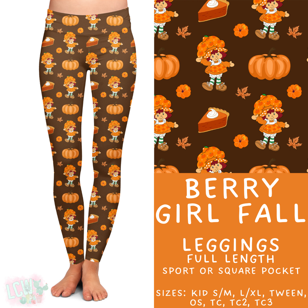 Ready to Ship - Berry Girl Fall Full Length Leggings - Square Pocket OS