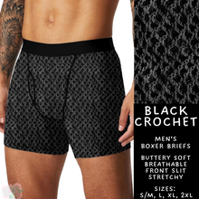 Load image into Gallery viewer, Batch #340 - Comfortable Underwear 4 - Closes 5/16 - ETA early July - Black Crochet Men&#39;s Boxer Briefs
