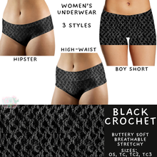Load image into Gallery viewer, Batch #340 - Comfortable Underwear 4 - Closes 5/16 - ETA early July - Black Crochet Women&#39;s Underwear
