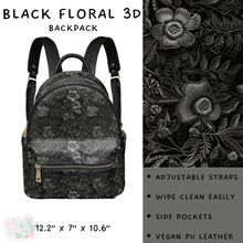 Load image into Gallery viewer, Batch #309 - Card Holders &amp; Mini Backpacks - Closing 3/24 - ETA late May - Black Floral 3D Mini Backpack
