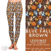 Load image into Gallery viewer, In Production - Batch #409 - Blue Fall Brown Full Length Leggings - Square Pocket OS
