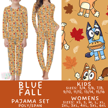 Load image into Gallery viewer, Batch #580 - Fall Family Pajamas 2 - Closes 9/4 - ETA early Nov - Blue Fall Women's &amp; Kid's Pajama Set
