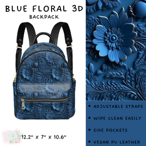 Batch #309 - Card Holders & Mini Backpacks - Closing 3/24 - ETA late May - Blue Floral 3D Mini Backpack