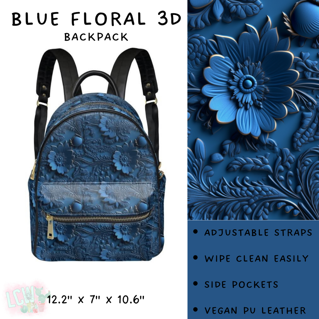 Batch #309 - Card Holders & Mini Backpacks - Closing 3/24 - ETA late May - Blue Floral 3D Mini Backpack