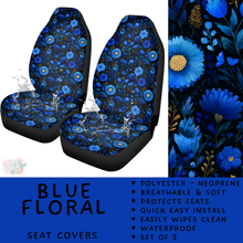 Load image into Gallery viewer, Batch #554 - Car Accessories 3 - Closes 7/10 - ETA early/mid Sept - Blue Floral Vehicle Seat Covers
