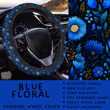 Load image into Gallery viewer, Batch #554 - Car Accessories 3 - Closes 7/10 - ETA early/mid Sept - Blue Floral Steering Wheel Cover
