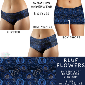 Batch #340 - Comfortable Underwear 4 - Closes 5/16 - ETA early July - Blue Flowers Women's Underwear