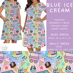 Batch #339 - Character Summer - Closes 5/15 - ETA mid July - Blue Ice Cream Adult & Kids Dresses