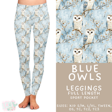 Load image into Gallery viewer, Batch #439 - Winter Watercolor 2 - Closes 10/30 - ETA mid Dec - Blue Owls Full Length Leggings
