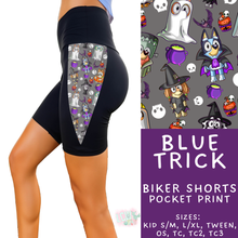 Load image into Gallery viewer, Batch #568 - Halloween Spooky Sets 3 - Closes 8/12 - ETA early October - Blue Trick Side Panel Biker Shorts
