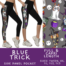 Load image into Gallery viewer, Batch #568 - Halloween Spooky Sets 3 - Closes 8/12 - ETA early October - Blue Trick Pattern Side Pocket Capris &amp; Leggings
