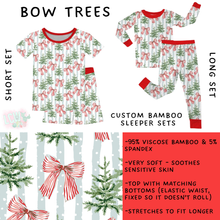 Load image into Gallery viewer, Batch #593 - Little Dreamers Christmas 3 - Closes 10/2 - ETA late Nov - Bow Trees Bamboo Short and Long Sleeper Set
