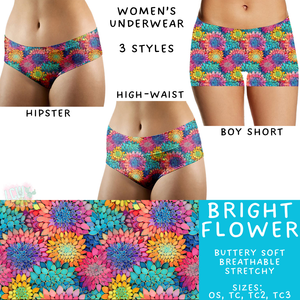 Ready to Ship - Bright Flower Women's Underwear - Hipster, High Waist & Boy Short