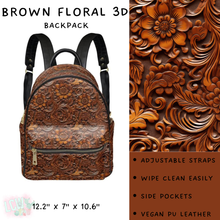 Load image into Gallery viewer, Batch #309 - Card Holders &amp; Mini Backpacks - Closing 3/24 - ETA late May - Brown Floral 3D Mini Backpack
