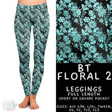 Load image into Gallery viewer, Batch #458 - Black &amp; Teal Collection - Closes 12/3 - ETA late Jan - BT Floral 2 Full Length Leggings
