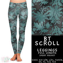 Load image into Gallery viewer, Batch #458 - Black &amp; Teal Collection - Closes 12/3 - ETA late Jan - BT Scroll Full Length Leggings
