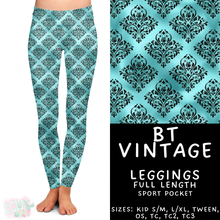 Load image into Gallery viewer, Batch #458 - Black &amp; Teal Collection - Closes 12/3 - ETA late Jan - BT Vintage Full Length Leggings
