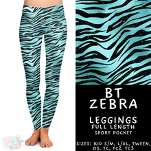Load image into Gallery viewer, Batch #458 - Black &amp; Teal Collection - Closes 12/3 - ETA late Jan - BT Zebra Full Length Leggings
