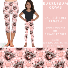 Load image into Gallery viewer, Ready To Ship - Bubblegum Cows Full and Capri Length Legging

