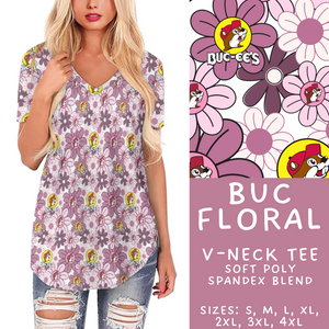Batch #411 - July Request Run - Closes 9/11 - ETA late October - Buc Floral V-Neck Tee