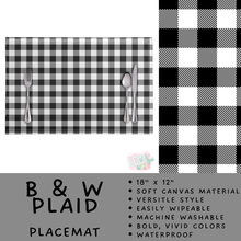 Load image into Gallery viewer, Batch #602 - Table Runners &amp; Placemats - Closes 10/23 - ETA mid Dec - B &amp; W Plaid Placemat
