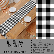 Load image into Gallery viewer, Batch #602 - Table Runners &amp; Placemats - Closes 10/23 - ETA mid Dec - B &amp; W Plaid Table Runner
