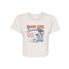 Load image into Gallery viewer, Wholesale Book Girl Summer Graphic Tee - Heather Dust Crop Flowy Tee
