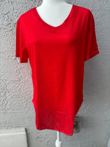 Ready to Ship Solid True Red V-Neck Tee