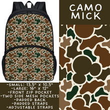 Load image into Gallery viewer, Batch #545 - Back to School 3 - Closes 6/19 - ETA early/mid August - Camo Mick Backpacks
